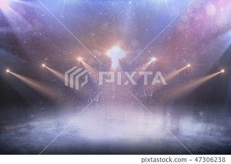 Lights background. Empty winter background and empty ice rink with lights. Lights background. Empty winter background and empty ice rink with lights. 47306238