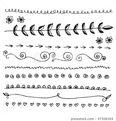 Hand drawn vector border line design elements set  47306364
