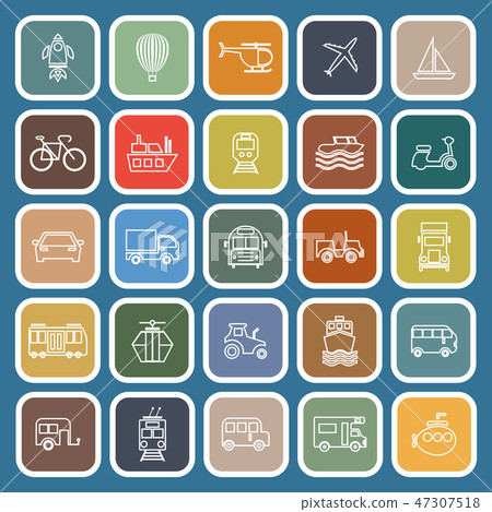Vehicle line flat icons on blue background - Stock Illustration ...