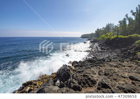 local, black sand beach, big island 47309658