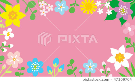 Spring flower frame frame pink background Spring flower frame frame pink background 47309704