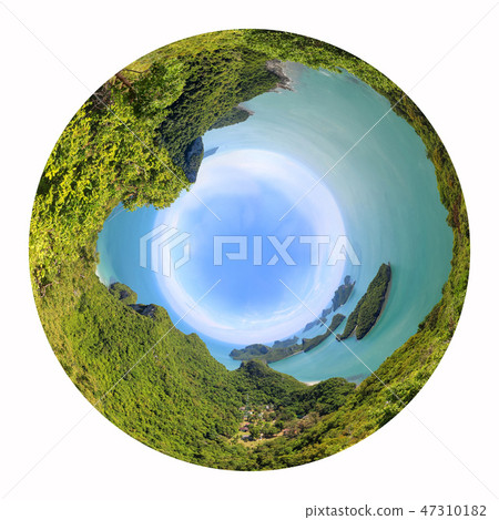 Circle Green planet, Panorama view of Island  47310182