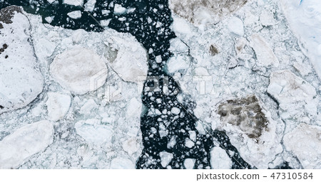 Icebergs drone aerial image top view - Climate Change and Global Warming 47310584