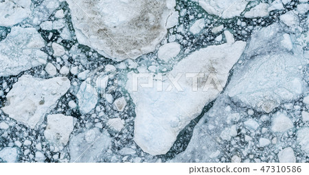 Icebergs drone aerial image top view - Climate Change and Global Warming Icebergs drone aerial image top view - Climate Change and Global Warming 47310586