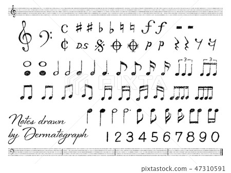 Vector Illustration Design CG ai Icon Mark Music Note Staves Perforated Hand Drawn 47310591