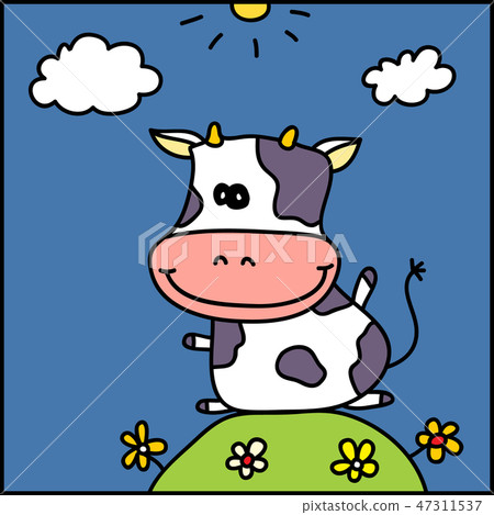 Vector kids hand drawn cartoon animal cow 47311537