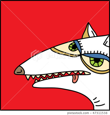 Vector simple cartoon of hungry white wolf 47311538