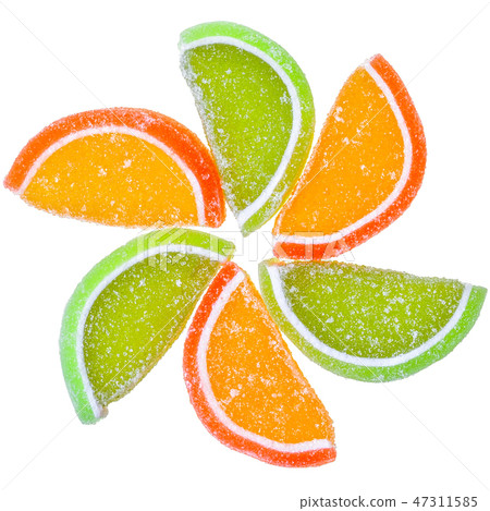 Multicolored candy top view 47311585