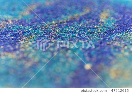 Layered blur sand pattern. Marble style background. Blue and gold powder defocused texture. 47312615