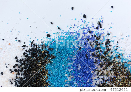 Layered colorful sand pattern. Marble style background. Blue and gold powder texture. 47312631