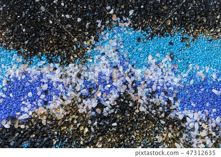 Layered colorful sand pattern. Marble style background. Blue and gold powder texture. 47312635