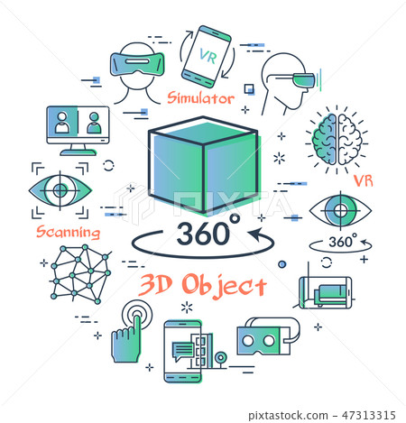 Virtual Object Icon Vector virtual reality concept - 3D object icon - Stock Illustration ...