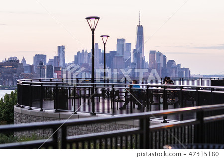 Boulevard east New York city skyline view. 47315180