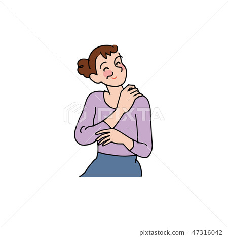 A wife who is pleased to have pain in his shoulder 47316042