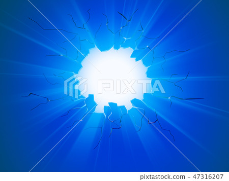 Through the wall passed the penetrating blue 47316207
