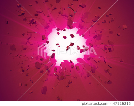 Pass through the wall Pierced through red 47316215