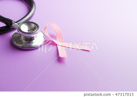 Pink breast cancer ribbon. Breast cancer symbol. Pink breast cancer ribbon. Breast cancer symbol. 47317015