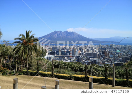 The streets of Sakurajima and Kagoshima city seen from the Nagashima Museum of Art 47317169