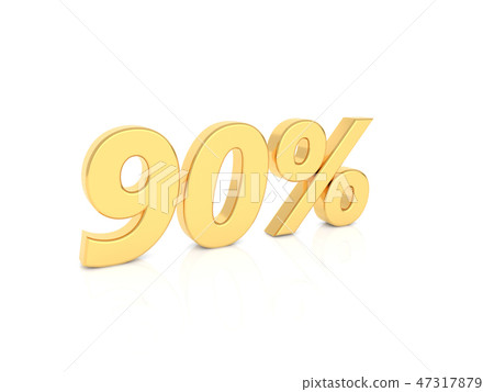 90% gold number on a white background. 47317879