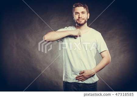 Man guy in blank shirt with empty copy space. Man guy in blank shirt with empty copy space. 47318585