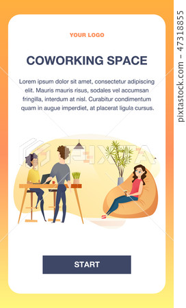 Freelancer Working in Comfortable Shared Workplace 47318855