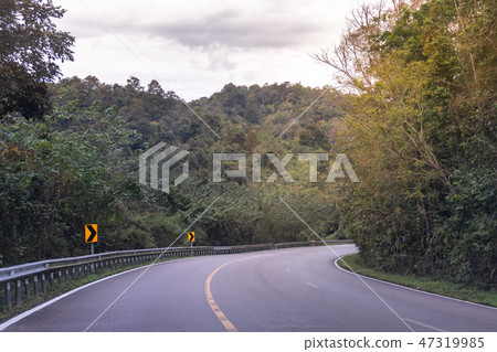 Country highway curved in green forest Country highway curved in green forest 47319985
