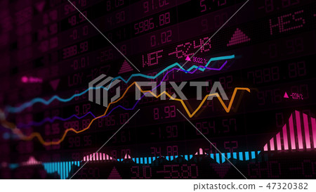 3D rendering of stock indexes in virtual space 47320382