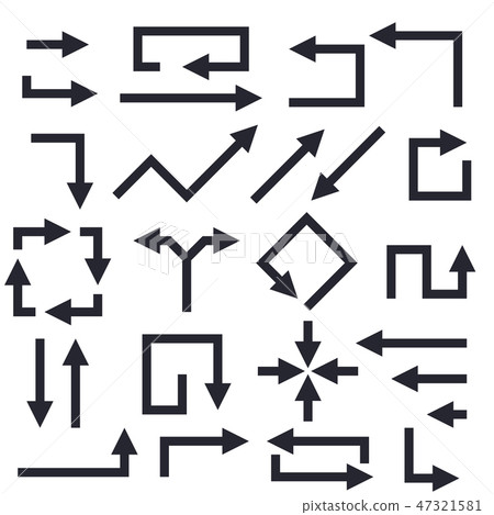 Black straight arrows. Set of flat icons 47321581
