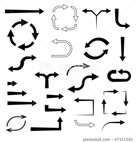 Black arrows. Set of flat icons 47321585