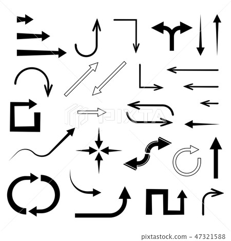 Black arrows. Set of flat icons Black arrows. Set of flat icons 47321588