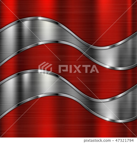 Red brushed metal background with silver waves 47321794