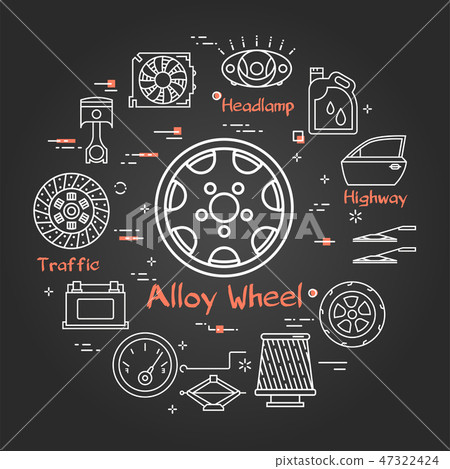 Vector black linear banner of alloy wheel 47322424