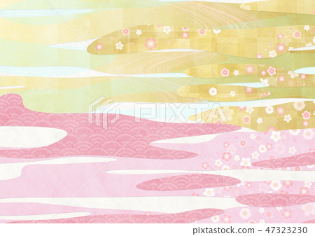 Illustration cherry blossoms feel the texture of Japanese paper 47323230