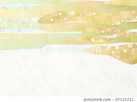 Illustration cherry blossoms feel the texture of Japanese paper 47323231
