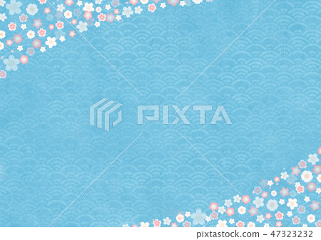 Illustration cherry blossoms feel the texture of Japanese paper 47323232