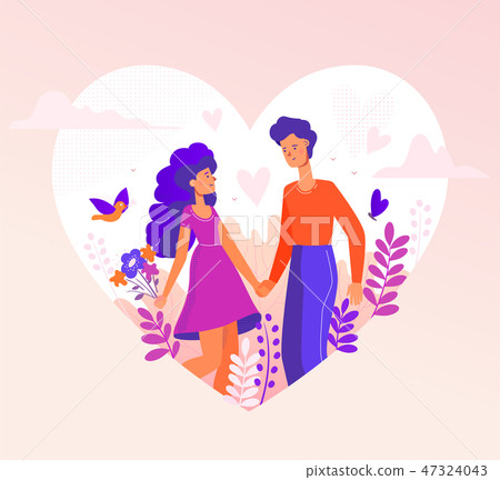 Romantic couple - modern flat design style... - Stock Illustration ...