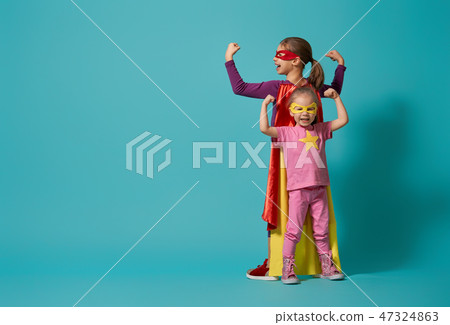 children playing superhero children playing superhero 47324863