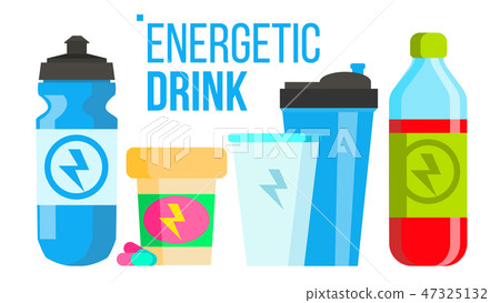 Energetic Drink Vector. Energy Icon. Bottle, Sport Can Or Tin. Isolated Flat Cartoon Illustration 47325132