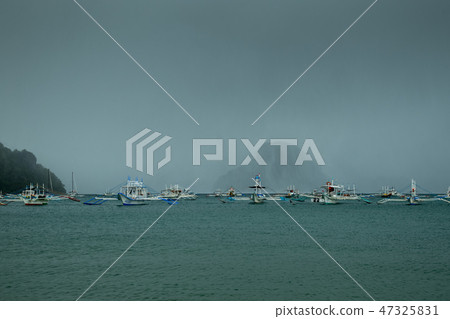 Typhoon is coming in El Nido sea on the Palawan, Philippines 47325831