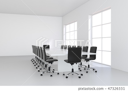 Empty white meeting room and conference table. 3d rendering 47326331