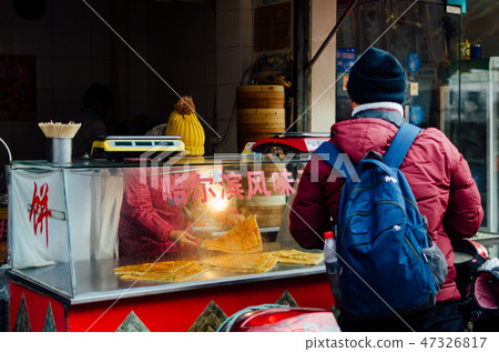 Chinese street food on shnaghai streeets traditional fast food in china 47326817