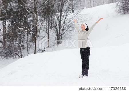 Sport woman running in winter. Sport woman running in winter. 47326888