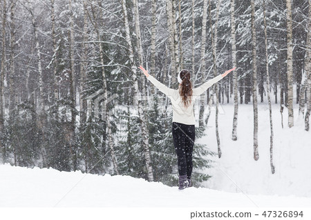 Sport woman running in winter. Sport woman running in winter. 47326894
