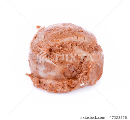 Ice cream scoops on white background 47328256