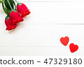 Present gift with red rose flower and heart shape 47329180