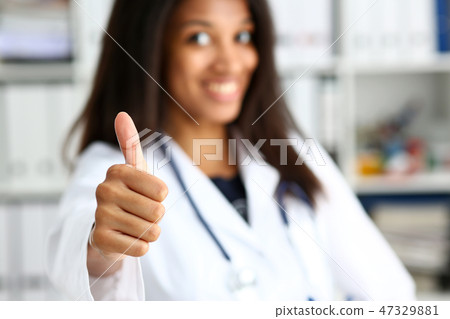 Female black doctor show OK or approval 47329881