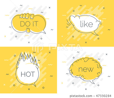 Quick Tips badge with speech bubble new brain, do it, like, hot. Trendy flat vector on yellow Quick Tips badge with speech bubble new brain, do it, like, hot. Trendy flat vector on yellow 47330284