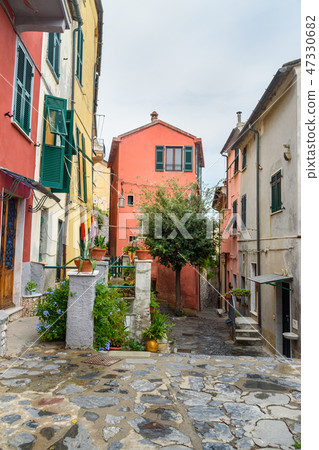 Old narrow street in Portovenere or Porto Venere Old narrow street in Portovenere or Porto Venere 47330682