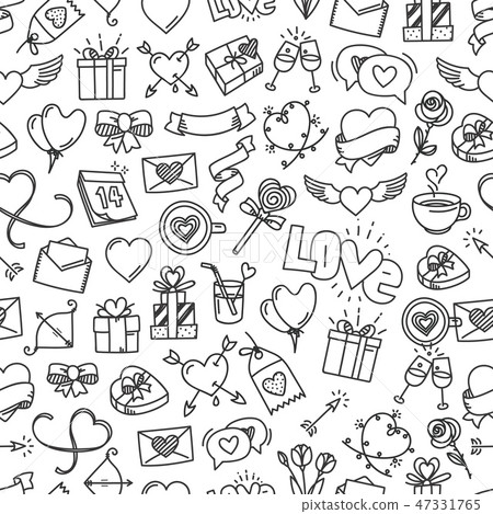 Happy Valentines Day doodle style background Happy Valentines Day doodle style background 47331765