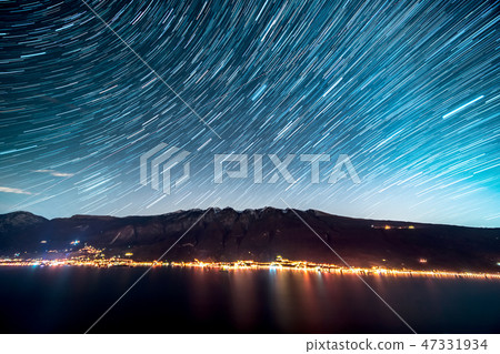 Star Trails over Lake Garda 47331934